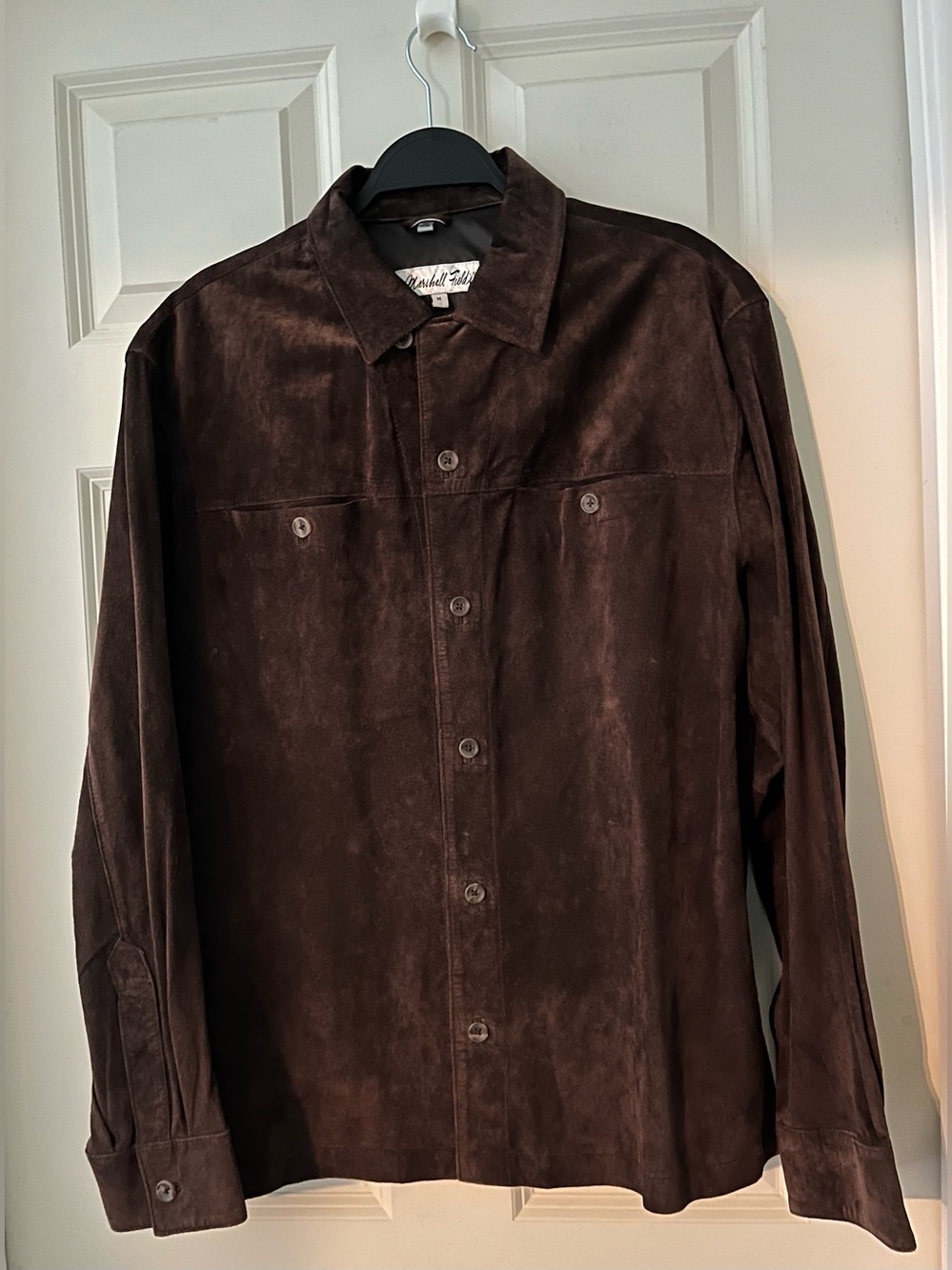 vintage Marshall Field's brown genuine suede leather shirt jacket unisex